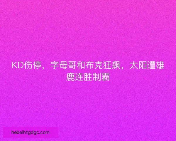 KD伤停，字母哥和布克狂飙，太阳遭雄鹿连胜制霸