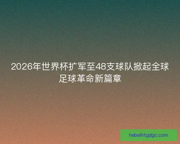 2026年世界杯扩军至48支球队掀起全球足球革命新篇章