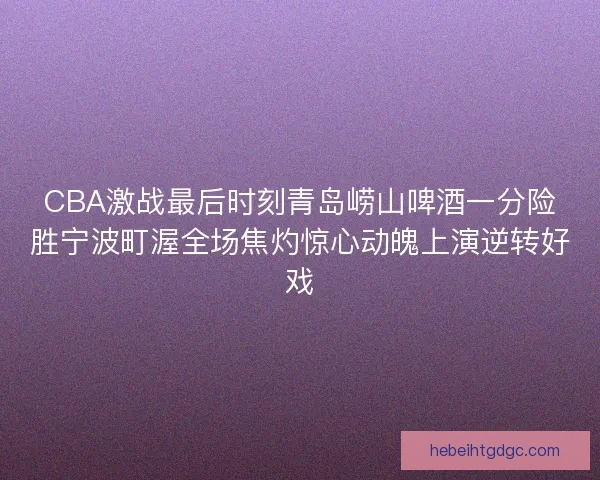 CBA激战最后时刻青岛崂山啤酒一分险胜宁波町渥全场焦灼惊心动魄上演逆转好戏